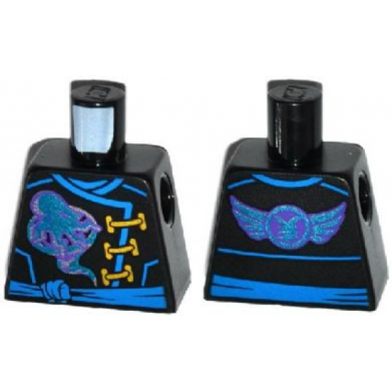 Torso Ninjago Robe with Gold Clasps, Jay Power Symbol, Blue Sash and Emblem and Wings on Back Pattern