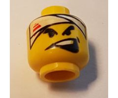 Minifigure, Head Male White Bandage with Blood, Side Open Mouth Pattern - Blocked Open Stud