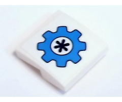 Slope, Curved 2 x 2 with Dark Azure Gear with Dark Blue Flower Pattern (Sticker) - Set 41346