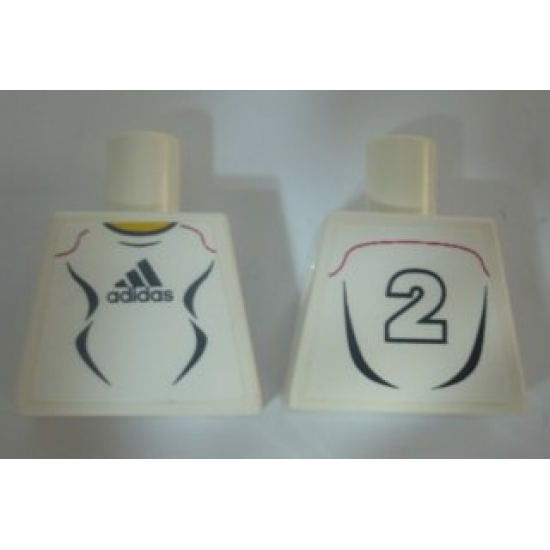 Torso Soccer Adidas Logo, White and Black No.2 Pattern (Stickers)