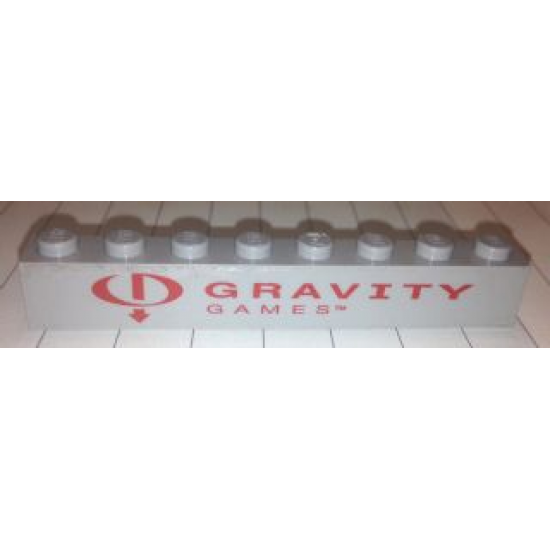 Brick 1 x 8 with Red 'GRAVITY GAMES' on Transparent Background Pattern (Sticker) - Set 3537