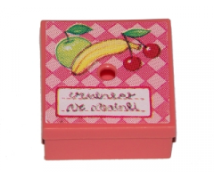 Container Box 3.5 x 3.5 x 1.3 with Hinged Lid with Fruit Pattern (Sticker) - Set 3205
