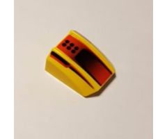 Slope, Curved 2 x 2 Lip with Black Dots and Scoop on Red Pattern