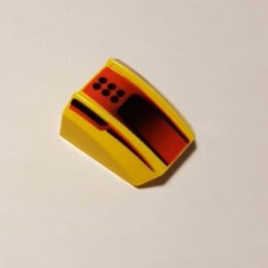 Slope, Curved 2 x 2 Lip with Black Dots and Scoop on Red Pattern