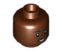 Minifigure, Head Dual Sided Female, Black Eyebrows, Lipstick, Closed Mouth / Lopsided Smile with White Teeth Pattern - Hollow Stud