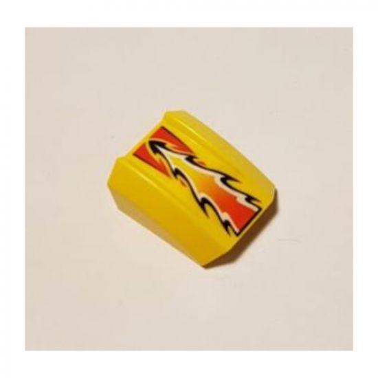 Slope, Curved 2 x 2 Lip with Red/White/Black Flame Pattern