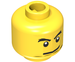 Minifigure, Head Dual Sided Black Eyebrows, White Pupils, Mouth Open Scared / Mischievous Pattern - Blocked Open Stud
