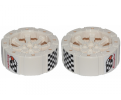 Wheel Wagon Viking with 12 Holes (55mm D.) with Black and White Checkered Pattern on Top, Eagle Head and 'Racingbird' on Sides (Stickers) - Set 31094