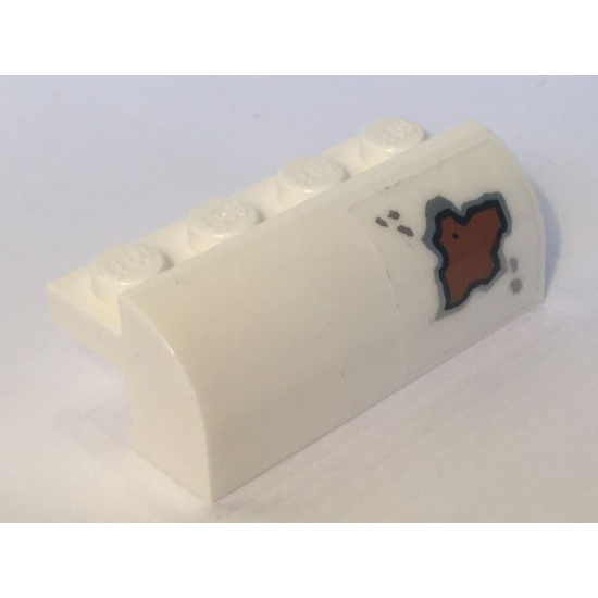 Slope, Curved 2 x 4 x 1 1/3 with Four Recessed Studs with Rust Spot Pattern Model Right Side (Sticker) - Set 10274