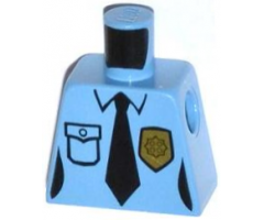Torso Police Female Shirt with Gold Badge, Pocket and Black Tie Pattern
