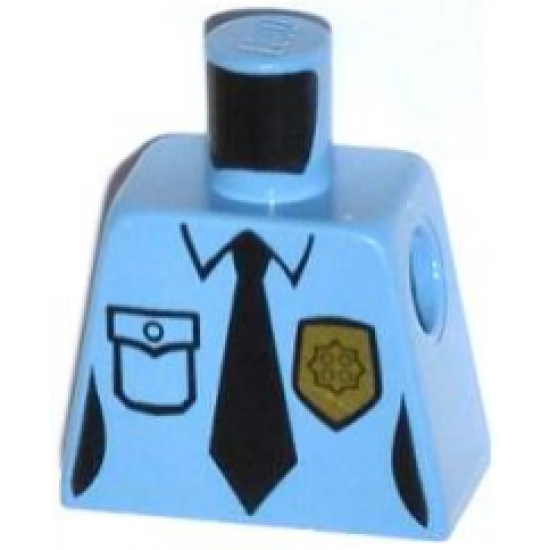 Torso Police Female Shirt with Gold Badge, Pocket and Black Tie Pattern