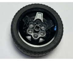 Wheel & Tire Assembly 43.2mm D. x 26mm Technic Racing Small, 6 Pin Holes with Black Tire 56 x 28 ZR Street (56908 / 41897)