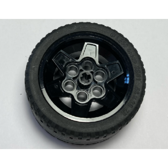 Wheel & Tire Assembly 43.2mm D. x 26mm Technic Racing Small, 6 Pin Holes with Black Tire 56 x 28 ZR Street (56908 / 41897)