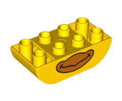Duplo, Brick 2 x 4 Curved Bottom with Smiling Orange Duck Bill Pattern