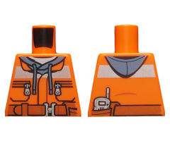 Torso Construction Jacket over Dark Gray Hooded Sweatshirt, Zipper Pockets, Brown Belt Pattern