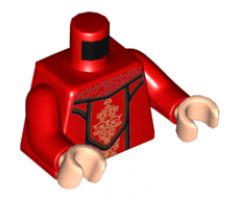 Torso SW Female Dress with Gold Ornaments Pattern (SW Queen Amidala) / Red Arms / Light Nougat Hands
