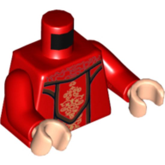 Torso SW Female Dress with Gold Ornaments Pattern (SW Queen Amidala) / Red Arms / Light Nougat Hands