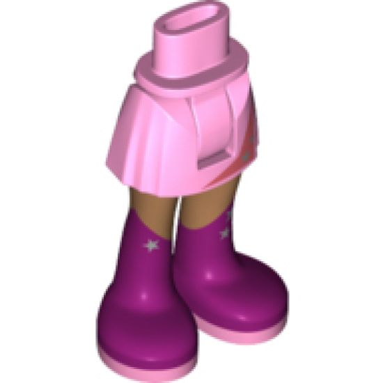 Mini Doll, Legs with Hips and Skirt, Medium Nougat Legs and Long Magenta Boots with Silver Stars Pattern