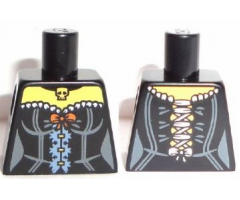 Torso Female Corset with Orange Bow and Gold Skull Pendant Pattern