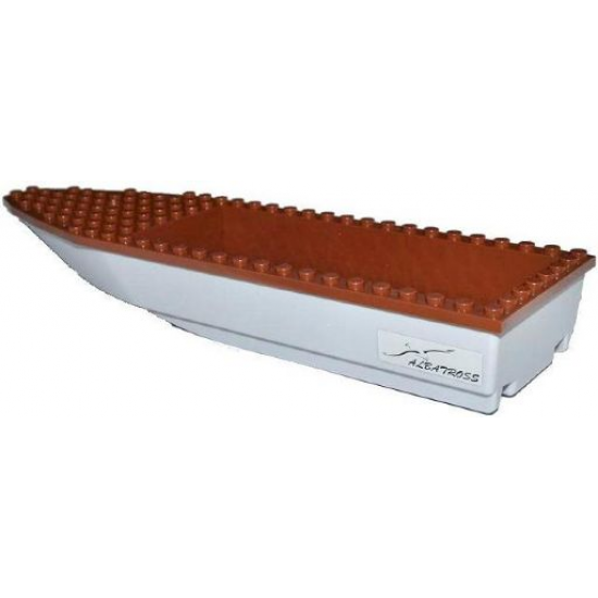Boat Hull Unitary 28 x 8 with Reddish Brown Top with Bird and 'ALBATROSS' Pattern on Both Sides (Stickers) - Set 60015