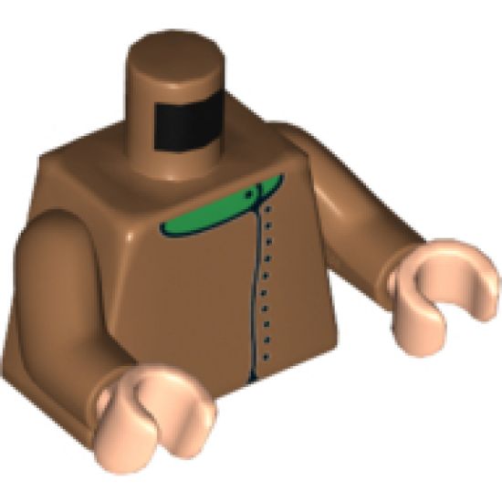 Torso Jacket with Side Closure and Black Buttons over Bright Green Shirt Pattern / Medium Nougat Arms / Light Nougat Hands