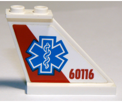 Tail 4 x 1 x 3 with EMT Star of Life and '60116' on Red and White Background Pattern on Right Side (Sticker) - Set 60116