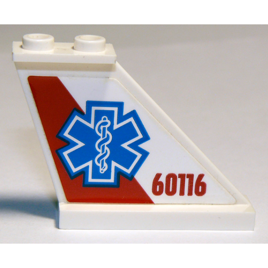 Tail 4 x 1 x 3 with EMT Star of Life and '60116' on Red and White Background Pattern on Right Side (Sticker) - Set 60116