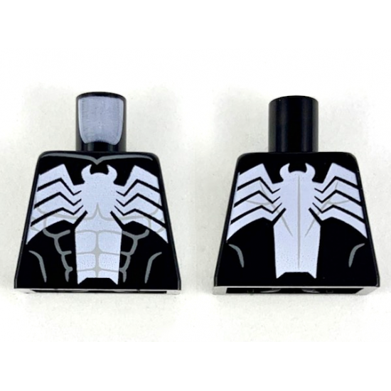 Torso Spider-Man Dark Bluish Gray Muscles Outline with White Wide Spider Front and Back Pattern (Venom)