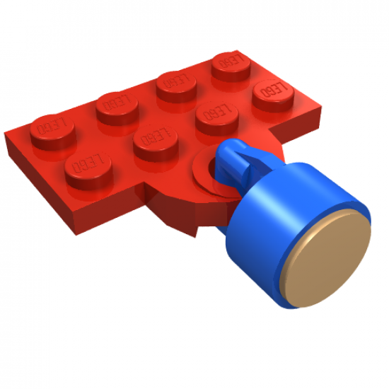 Plate, Modified 2 x 4 with Train Coupler Open for Magnet with Blue Magnet Coupling, Train - 8mm Cylinder (737a / x547a)