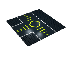 Baseplate, Road 32 x 32 9-Stud T Intersection with Green Octagon Pattern