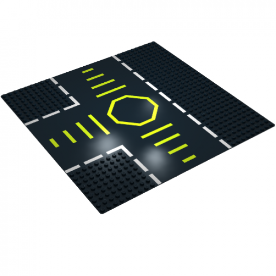 Baseplate, Road 32 x 32 9-Stud T Intersection with Green Octagon Pattern