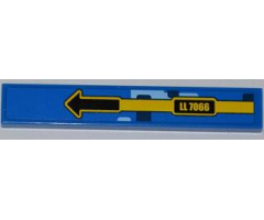 Tile 1 x 6 with Black Arrow and 'LL 7066' Pattern Model Left Side (Sticker) - Set 7066