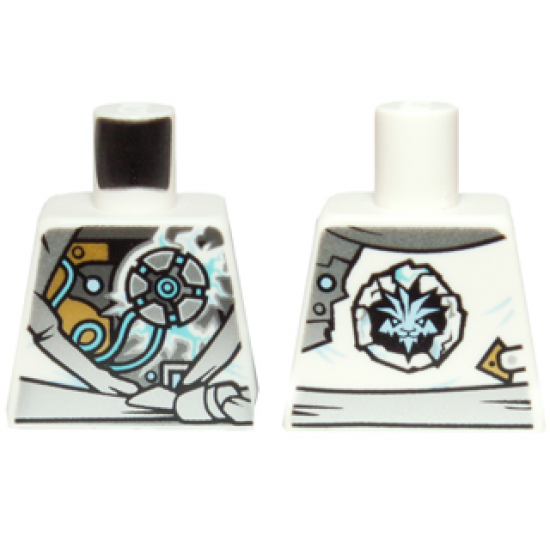 Torso Ninjago Robe with Exposed Mechanical Parts and Ice Power Emblem Pattern