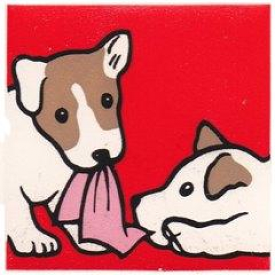 Duplo, Tile 2 x 2 x 1 with Dog Mosaic Picture 08 Pattern (Set 1078)