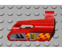 Technic, Panel Fairing #25 Small Short, Small Hole, Side A with Number 3, Air Vents and Orange Checkered Racing Pattern (Sticker) - Set 8650