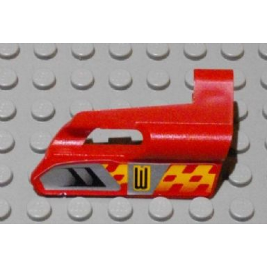 Technic, Panel Fairing #25 Small Short, Small Hole, Side A with Number 3, Air Vents and Orange Checkered Racing Pattern (Sticker) - Set 8650