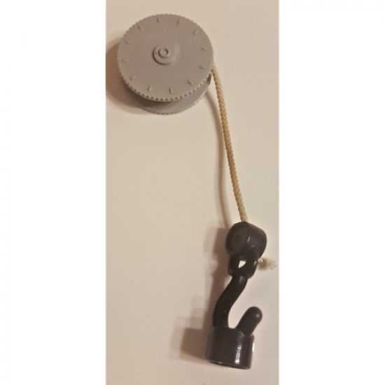 Duplo Winch Drum Narrow High with White Rope and Black Winch Hook with Stud Case