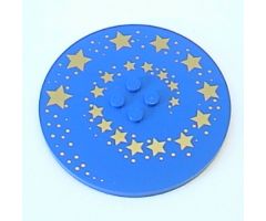 Tile, Round 8 x 8 with Gold Swirling Stars Pattern