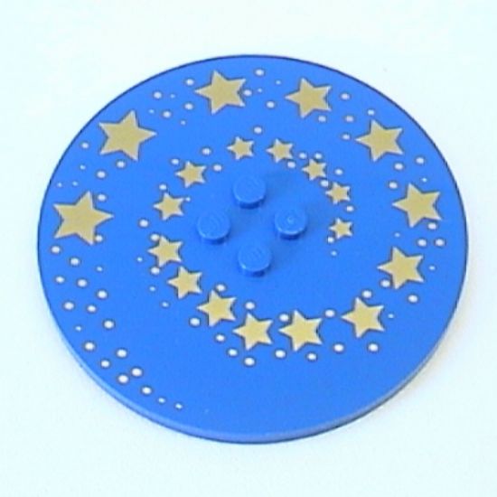 Tile, Round 8 x 8 with Gold Swirling Stars Pattern