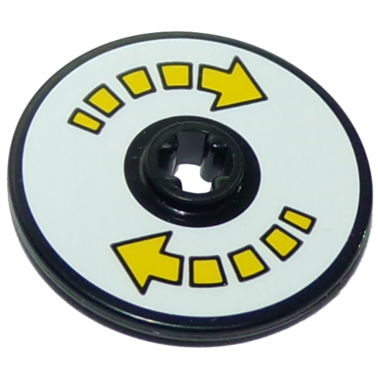 Technic, Disk 3 x 3 with Double Yellow Arrow Segmented Pattern (Sticker) - Set 10261