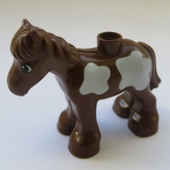 Duplo, Animal Horse Foal Baby with Large White Spots