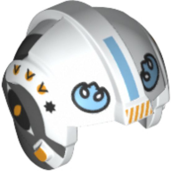 Minifigure, Headgear Helmet SW Rebel Pilot with Bright Light Blue Rebel Logo and Dark Bluish Gray Sides Pattern