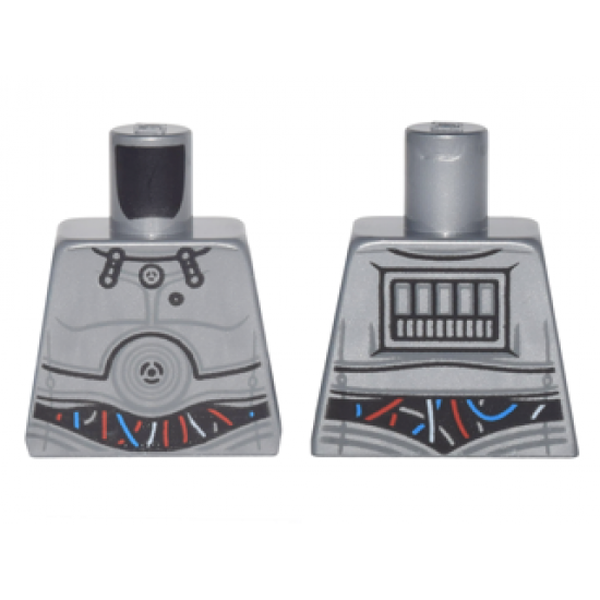 Torso SW Protocol Droid with Red, Blue and Flat Silver Wires Pattern