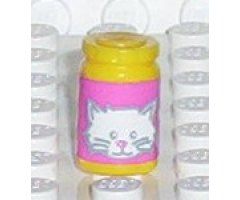 Scala Accessories Jar Jam / Jelly, Pink Label with White Cat Face Pattern (Sticker) - Set 5944