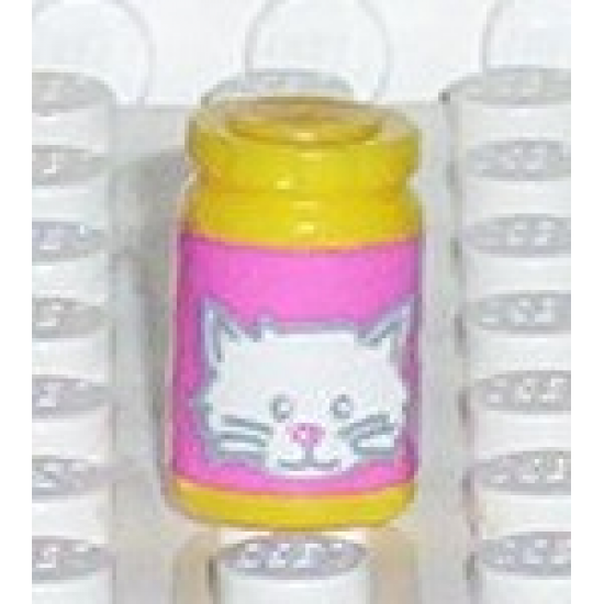 Scala Accessories Jar Jam / Jelly, Pink Label with White Cat Face Pattern (Sticker) - Set 5944