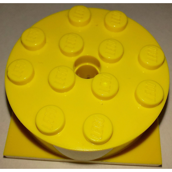 Turntable 4 x 4 x 1 1/3 Top with Yellow Square Base, Locking (87081 / 61485)