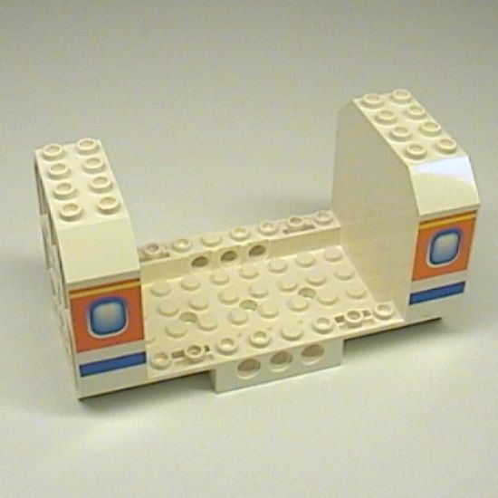 Aircraft Fuselage Angular Bottom 6 x 12 x 5 with Windows on Orange & Blue Stripes Pattern