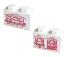 Brick 1 x 2 with Window and Door one side, Window other side Pattern (Stickers) - Set 3243