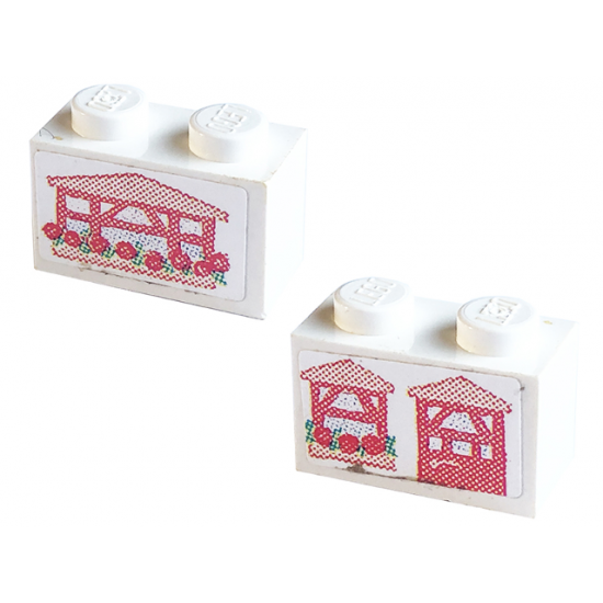 Brick 1 x 2 with Window and Door one side, Window other side Pattern (Stickers) - Set 3243