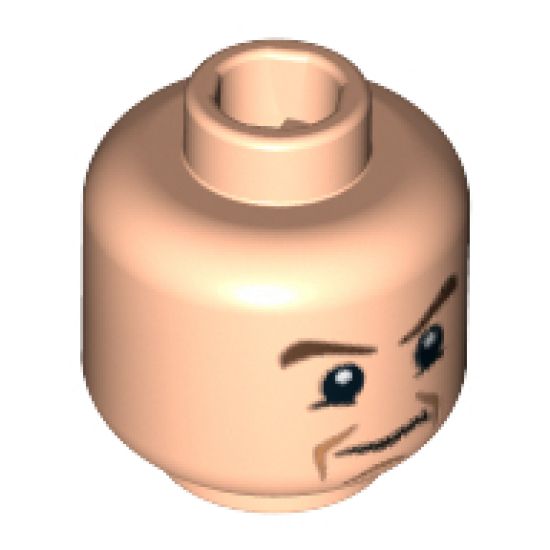 Minifigure, Head Male Brown Eyebrows, Frown Pattern (HP Goyle) - Hollow Stud